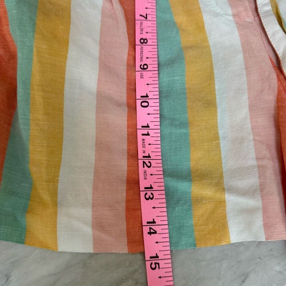 LOFT Paperbag Striped Tie Waist Shorts Sz M Linen blend NWT - Picture 8 of 8